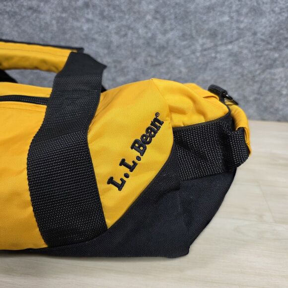 L.L. Bean Duffle Bag Yellow Black Nylon Travel Gym Tote - Picture 2 of 7